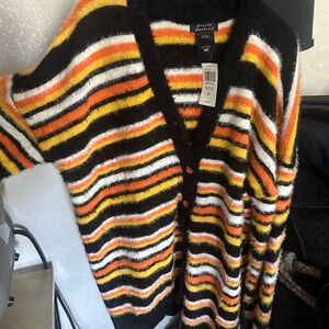 Sweet Society Candy Corn Stripe Fuzzy Girls Cardigan (Med)